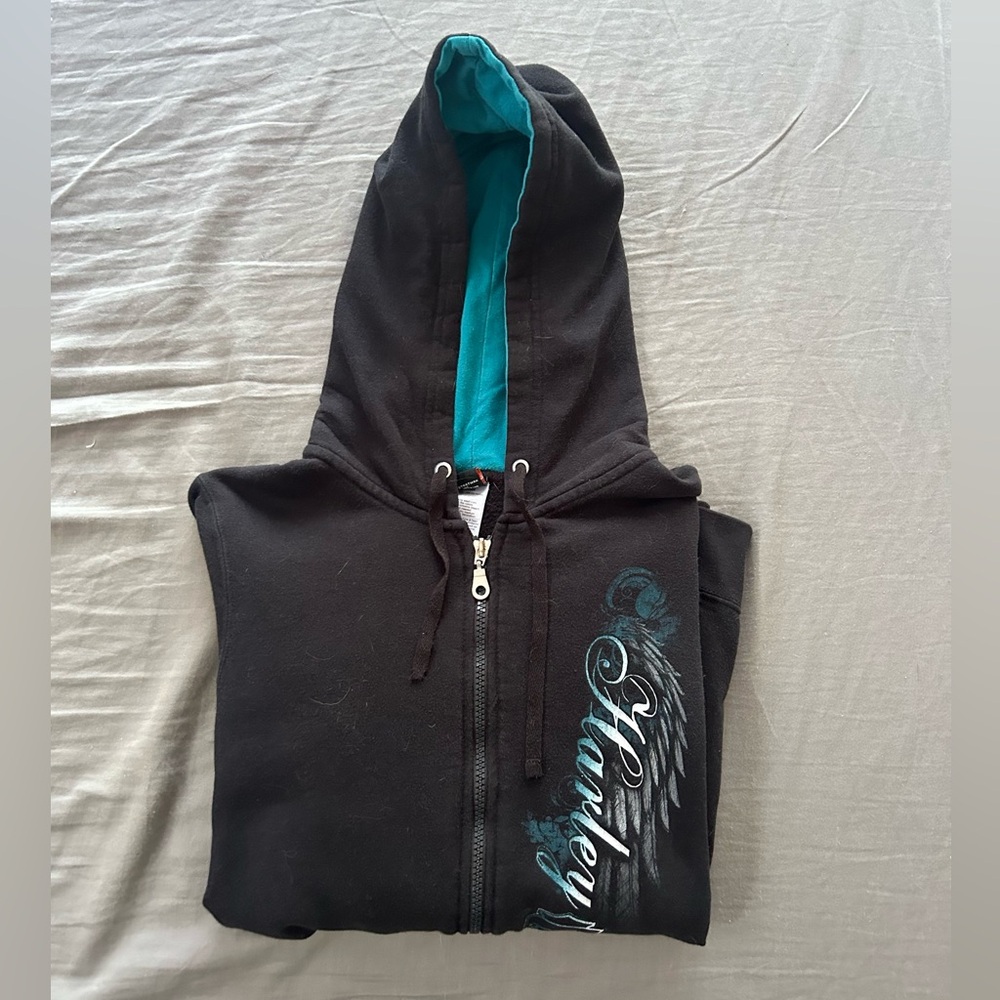 🏍️2014 HARLEY DAVIDSON ZIP-UP HOODIE TEAL/BLUE/BLACK🏍️